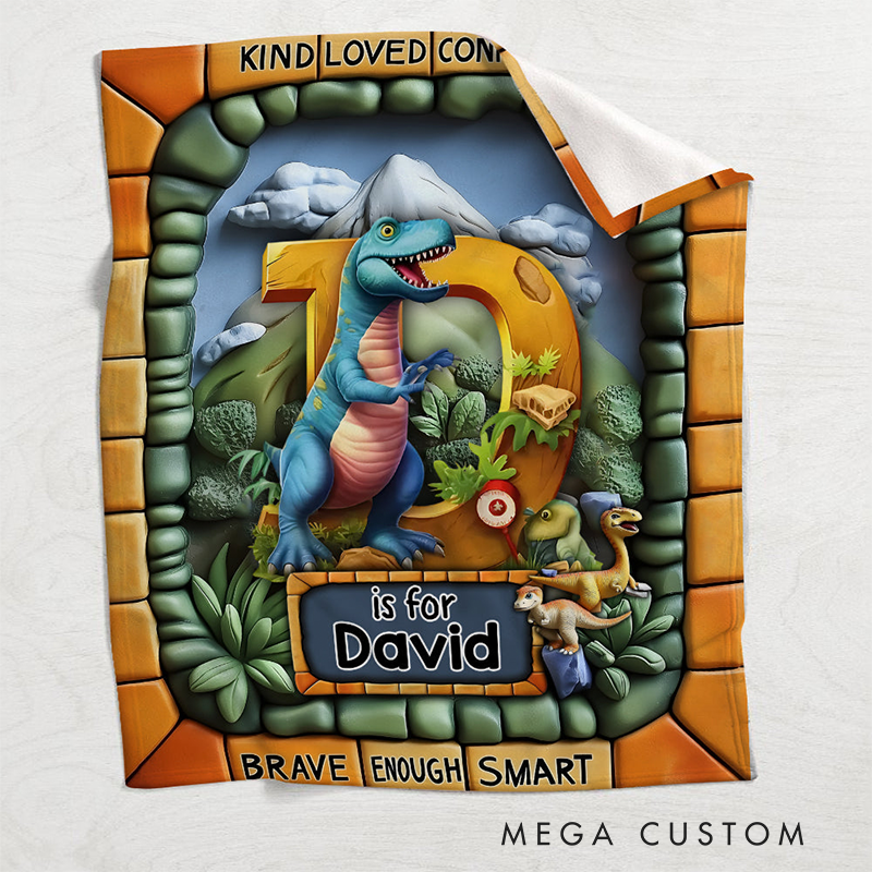 Personalized Kid Blanket Dinosaur World Gift for Grankids