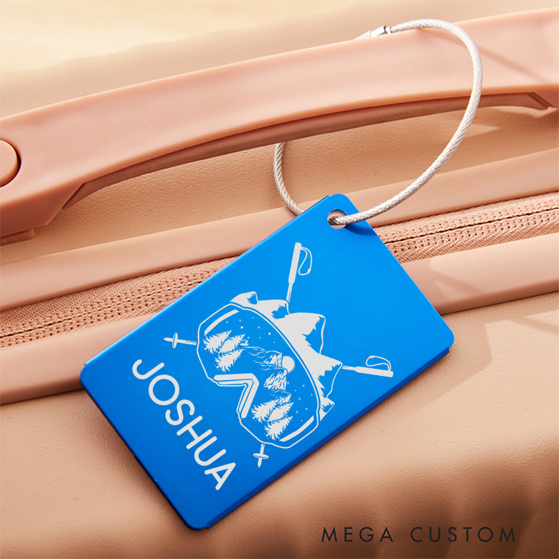 Personalized Metal Luggage Tag Ski Luggage Tag Baggage ID Tag for Outdoor Lovers Gift