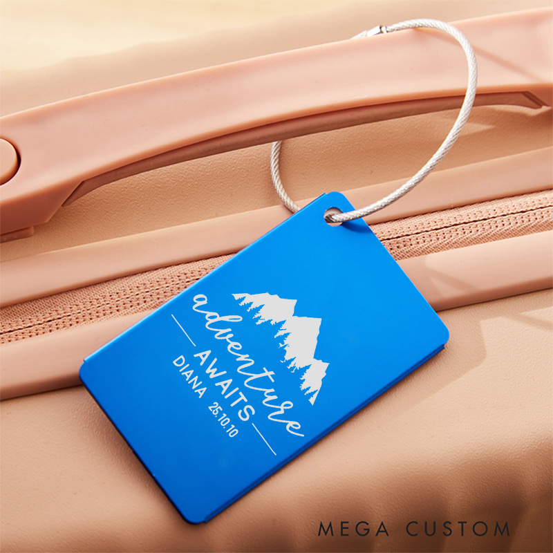Personalized Adventure Awaits Luggage Tag Engraved Metal Luggage Tag Baggage ID Tag for Outdoor Lovers Gift