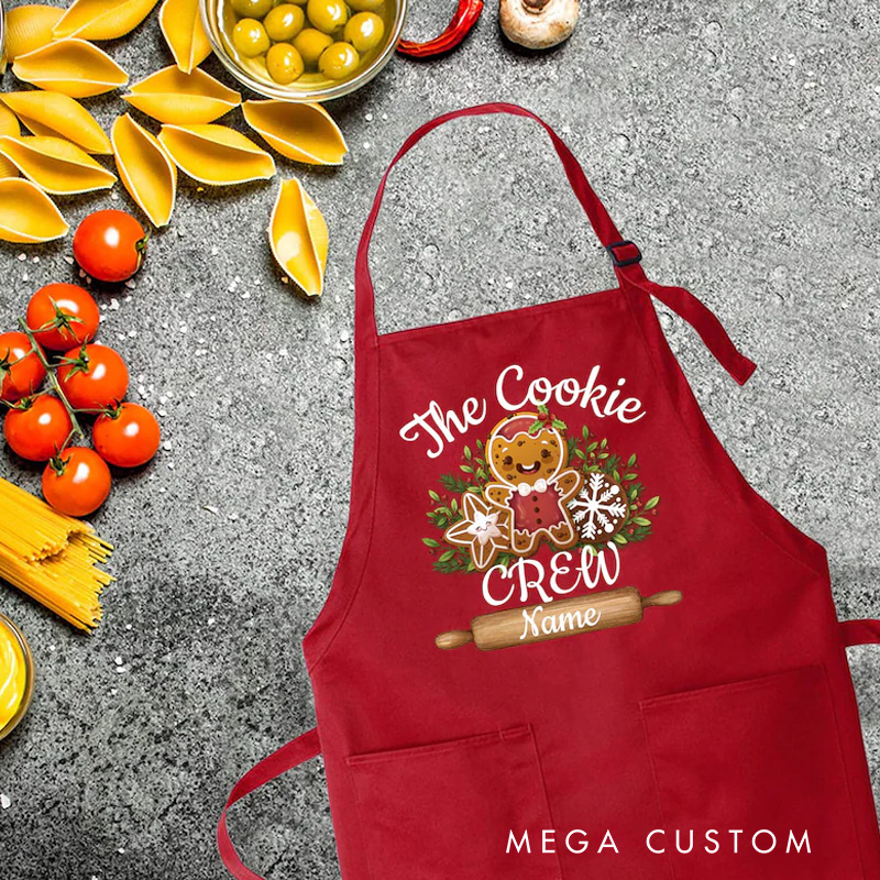 Personalized the Cookie Crew Apron Baking Apron with Name for Kids Family Baker Baking Lover Christmas Gift for Boys and Girls