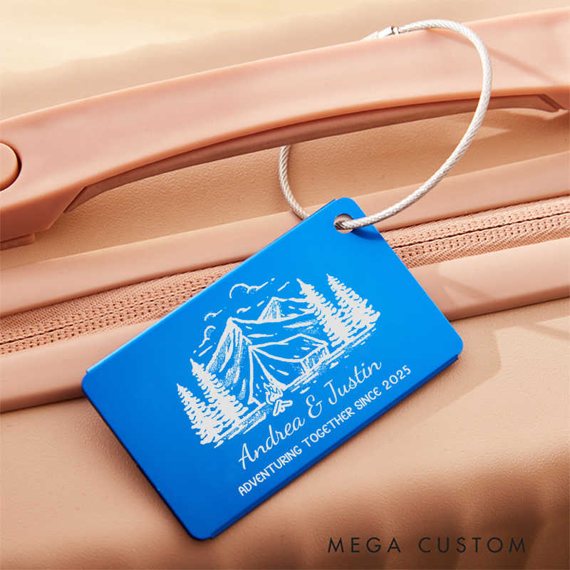 Personalized Outdoor Adventur Luggage Tags Engraved Baggage ID Tag Custom Luggage Tag for Couple