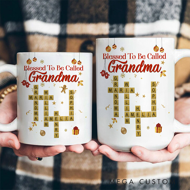 Personalized Blessed to be Called Grandma 11oz 15oz Ceramic Mug with Title and Name Christmas Coffee Mug Religious Gift for Grandma from Grandchildren