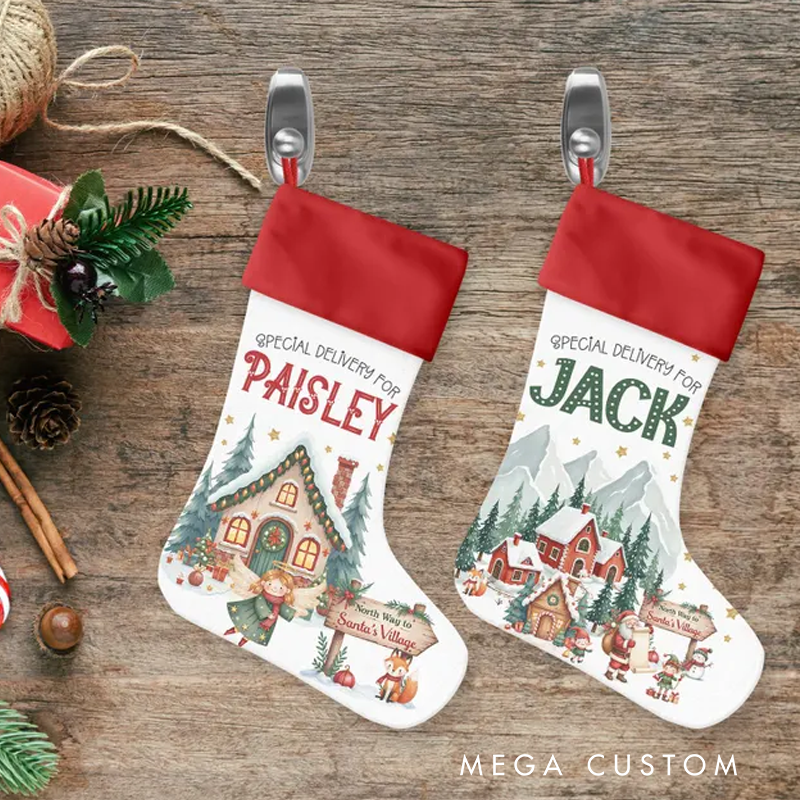 Personalized Name Christmas Stocking Custom Name Special Delivery Stocking Christmas Eve Gift Christmas Keepsake