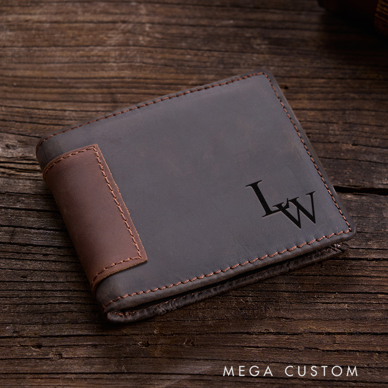Personalized Leather Wallet Genuine Leather Wallet Custom Mens Wallet Engraved Wallet For Men Gift For Father Gift for Him Boyfriend Groomsmen