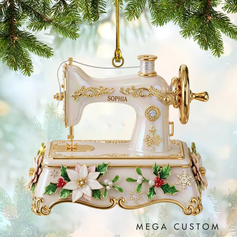 Personalized Sewing Machine Custom Shape Acrylic Ornament Christmas Gift For Sewing Lovers