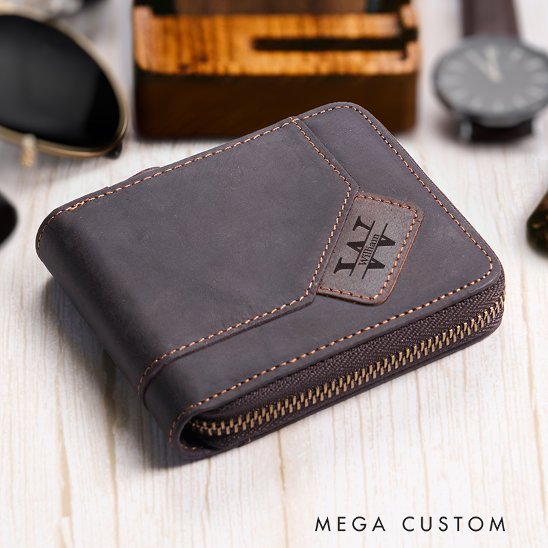 Personalized Leather Wallet For Him Crazy Horse Leather Wallet Engraved Mens Wallet Leather Custom Wallet Anniversary Gift Boyfriend Gift Dad Gift Husband Gift