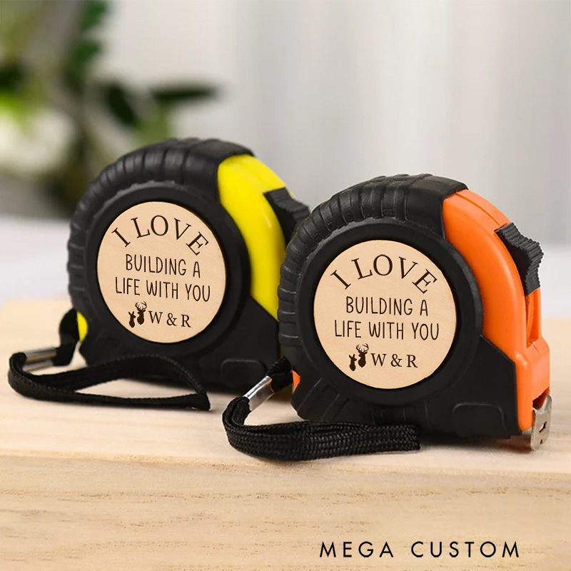 Personalized Custom Tape Measure Engraving I Love Building a Life with You Tape Measure Tool Gifts for Husband Couple
