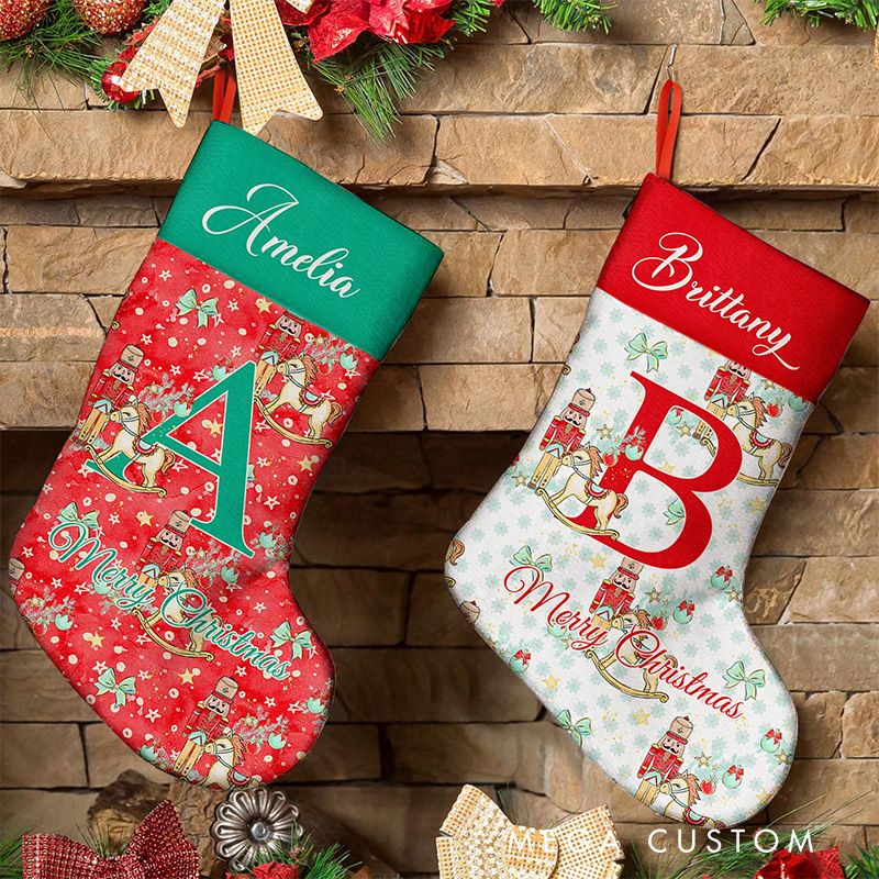 Personalized Christmas Ballet Pattern Nutcracker Stocking Dance Lover Christmas Gift for Family Friends Kids