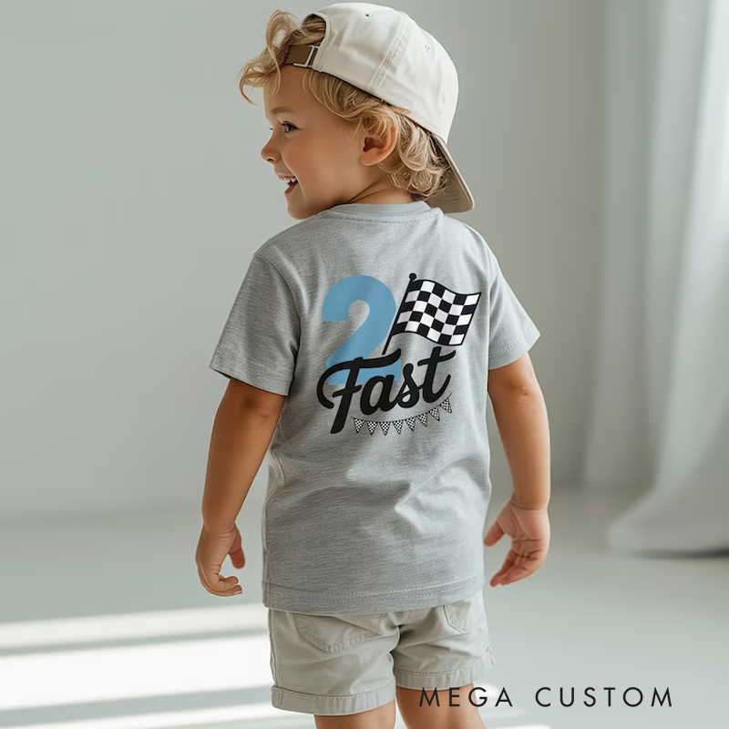 Personalized Two Fast Birthday Shirts Race Car Tee for Baby Boy Birthday Gift for Grandson