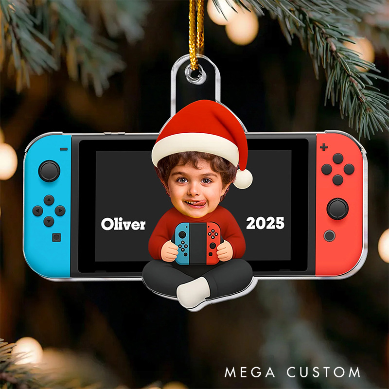 Personalized Kid Gamer Christmas Ornament Acrylic Photo Ornament Gamer Christmas Gift Video Game Xmas Gift Christmas Decor