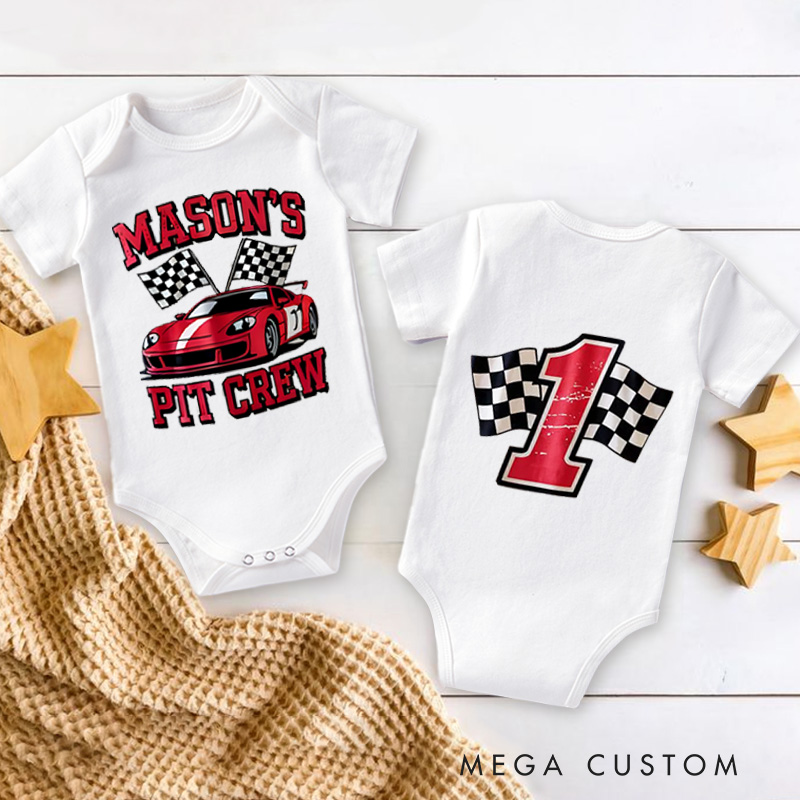 Personalized Race Car Birthday Matching Shirts Two FastBirthday Baby Bodysuit