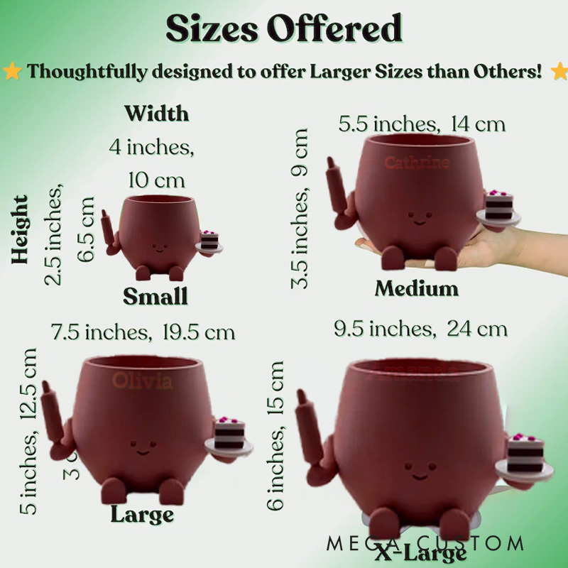 Personalized Baker Plant Pot Custom Happy Face Planter Pots with Name Indoor Plant Pot for Baker Christmas Gift for Baking Lovers