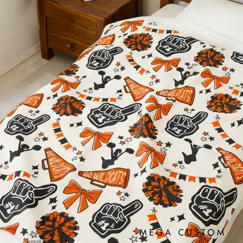 Personalized Cheerleading Blanket with Vibrant Pom Poms and Bow Design Perfect for Showing Team Spirit and Staying Cozy