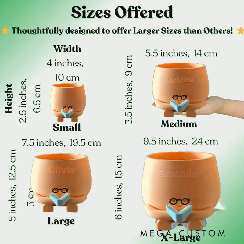 Personalized Reading Planter Pots Cozy Plant Pot Reading Flower Vase Bookworm Planter Happy Face Flower Pot Christmas Gift for Book Lover Reader