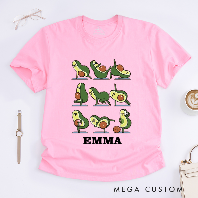 Personalized Yoga Avocado T-Shirts Cute T-Shirts Funny T-Shirts Yoga Lovers T-Shirts Gift Custom T-Shirts