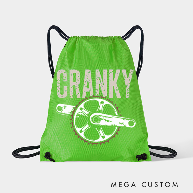 Personalized Cranky Bicycle Lover Drawstring Bag Funny Cycling Sports Backpack Bags Gift for Cycling Lovers Cyclists