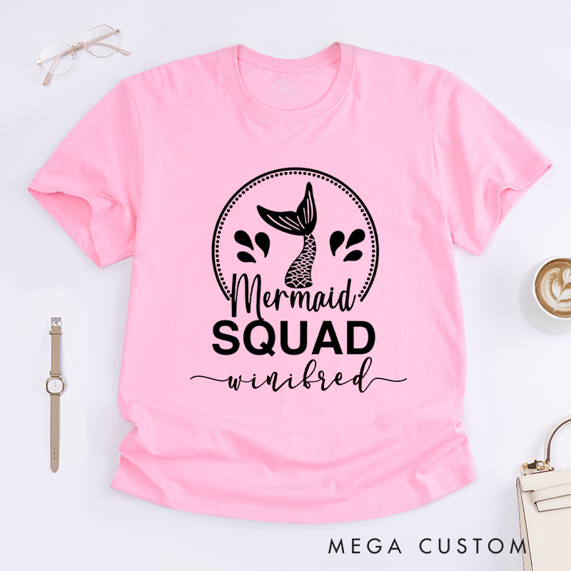 Personalized Mermaid Classic T-Shirts Funny Mermaid Tee Trendy Shirt Customized Name Shirt Gift For Ocean Enthusiasts