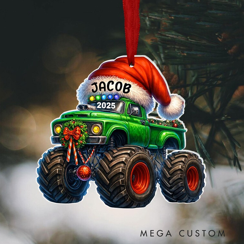 Personalized Monster Truck Christmas Ornament Truck Ornament Christmas Gift Boys Christmas Ornament Grandson Gift Kids Ornament Gift for Son