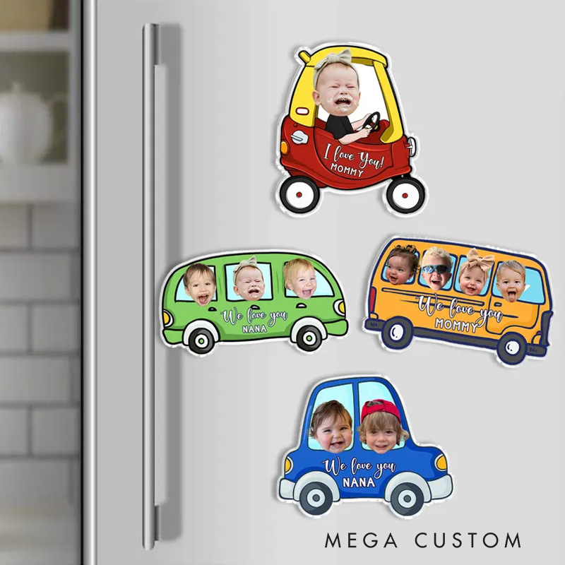 Personalized Kids Photo Fridge Magnet Keychain Custom Grandma Mom Grandpa Dad Gift