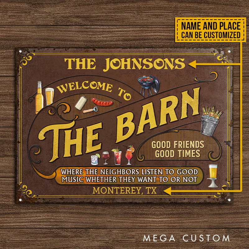Personalized Barn Listen to the Good Music Custom Classic Metal Signs