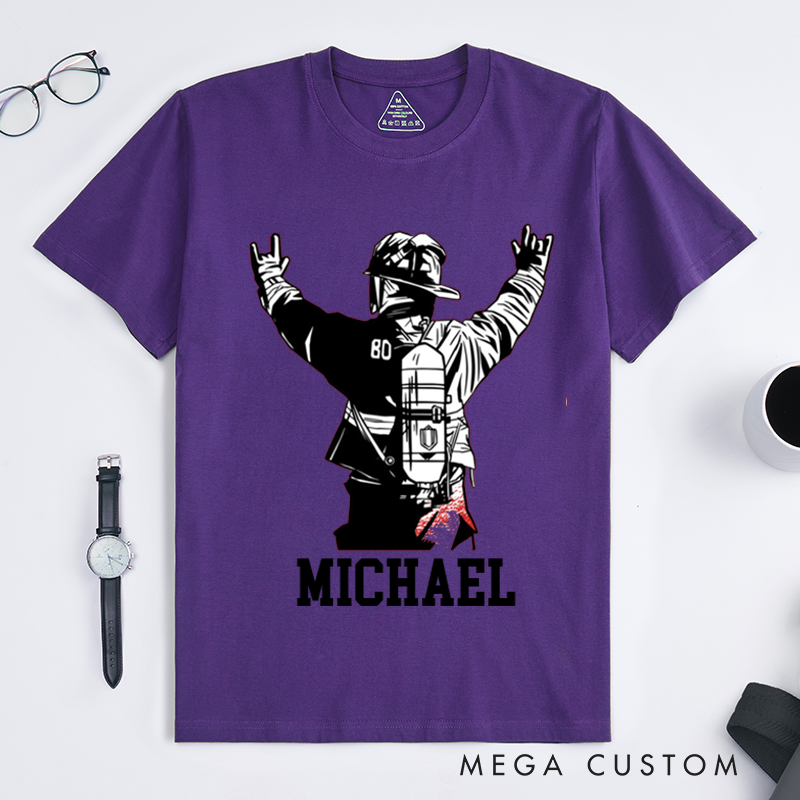 Personalized Firefighter T-Shirts Firefighter Helmet Design T-Shirt Firefighter Dad Gift