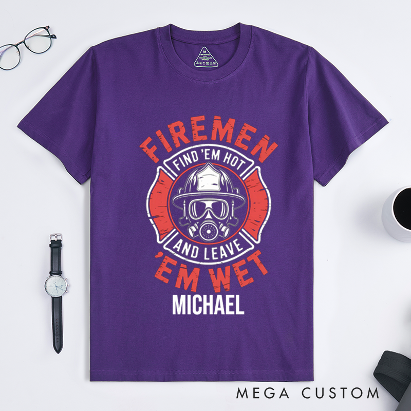 Personalized Firefighter T-Shirts Custom Firefighter Design T-Shirt Firefighter Dad Gift