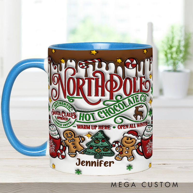 Personalized Northpole Hot Chocolate Custom Christmas Accent Mug