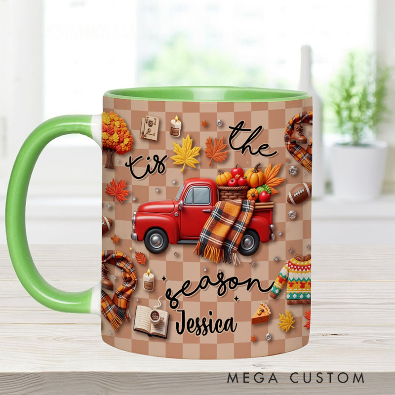 Personalized Tis the Season Custom Autumn Accent Mug