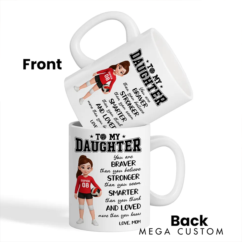 Personalized Volleyball Mug for Daughter with Inspirational Message from Mom