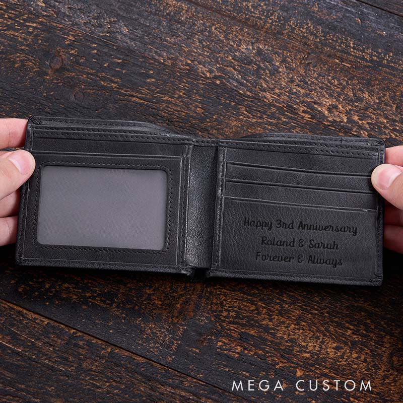 Personalized Men's Genuine Leather Wallet Custom Wallet for Men Birthday Anniversary Gift for Him Husband Boyfriend Gift Wallet