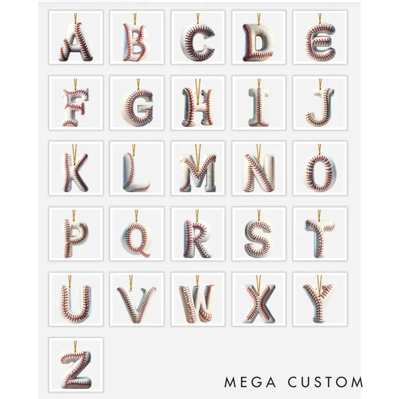 Personalized Baseball Acrylic Initial Christmas Ornament for Baseball Fans with Festive Touch  