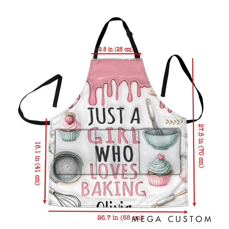 Personalized Just A Girl Who Loves Baking Apron Custom Baking Apron with Name for Baker Baking Lover Gift Family Cooking Lovers