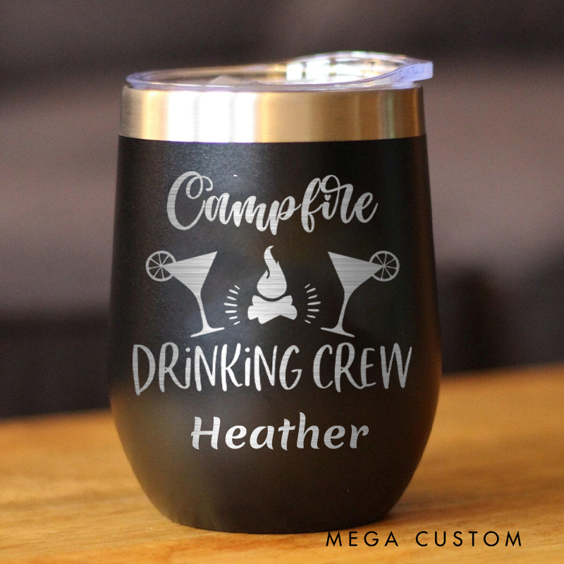 Personalized Camping Tumbler Camp Mug Campfire Drinking Crew Cup for Camping Outdoor Enthusiasts Lover
