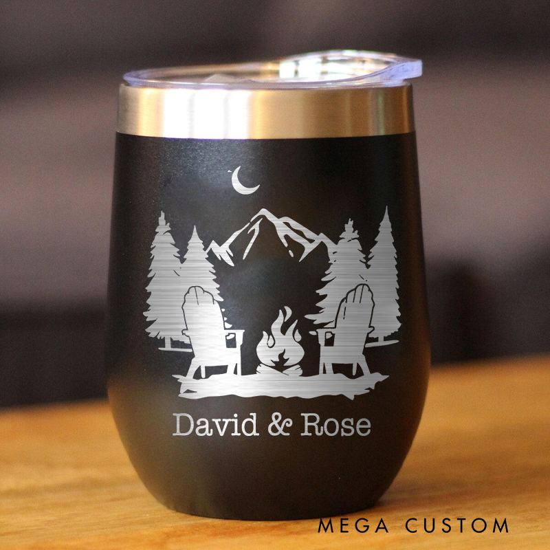 Personalized Camping Wine Tumbler Outdoor Campfire Tumbler Hiking & Camping Mug Coffee Cup Gift for Outdoor Campig Lover