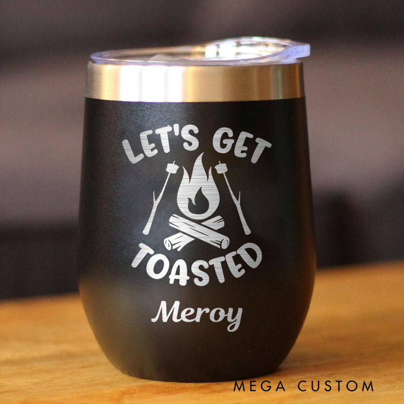 Personalized Let's Get Toasted Tumbler Outdoor Camping Wine Tumbler Hiking & Camping Mug Gift for Outdoor Campig Lover