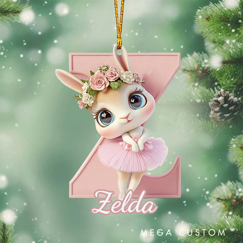 Personalized Ballet Bunny Alphabet Christmas Acrylic Ornament Dance Lovers Christmas Gift Dancer Xmas Gift Christmas Decor