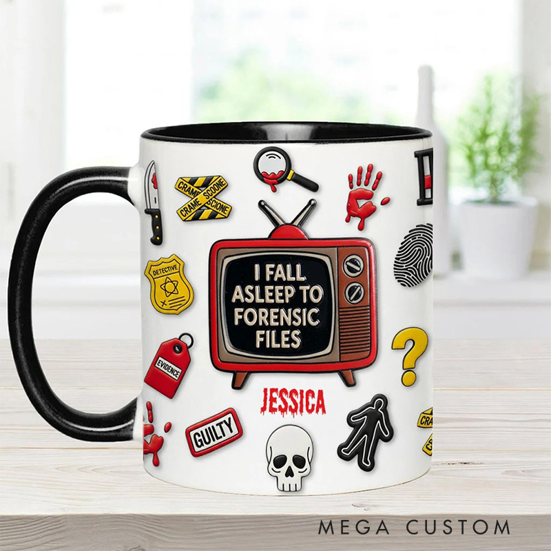 Personalized 3D Effect I Fall Asleep Crime Watching Mug TV Show Mug Movie Lover Gift for Friend Birthday Gift