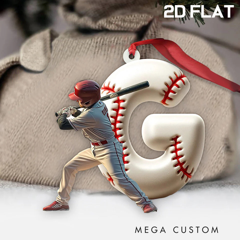 Personalized Acrylic Baseball Christmas Ornament Best Player Ever with Customizable Letters and Numbers