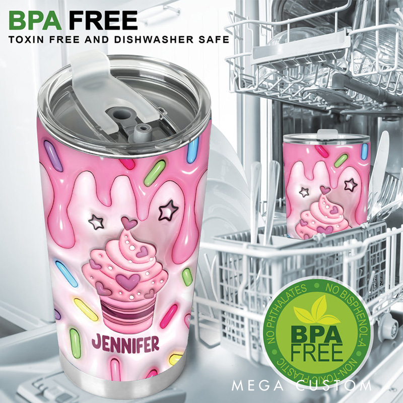 Personalized Cupcake Tumbler with Custom Name 20oz Baking Tumbler for Her Baker Dessert Lover Tumbler