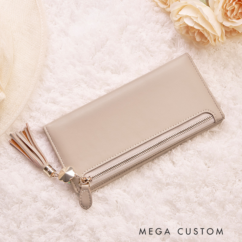 Personalized God Says she is Leather Wallet with Birth Flower Slim Wallet Clutch Purse Religious Gift Birthday Gift for Women 