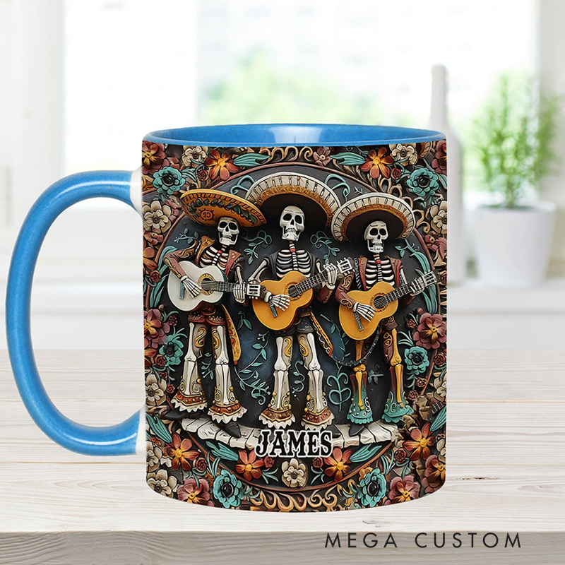 Personalized Name Skeleton Trio Mug Skull Accent Mug