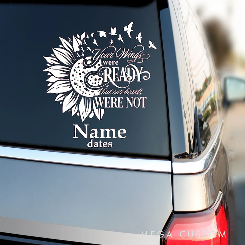 Personalized Memorial Decal Sticker for Car Window In Loving Memory Decal Sunflower Decal Sympathy Gift