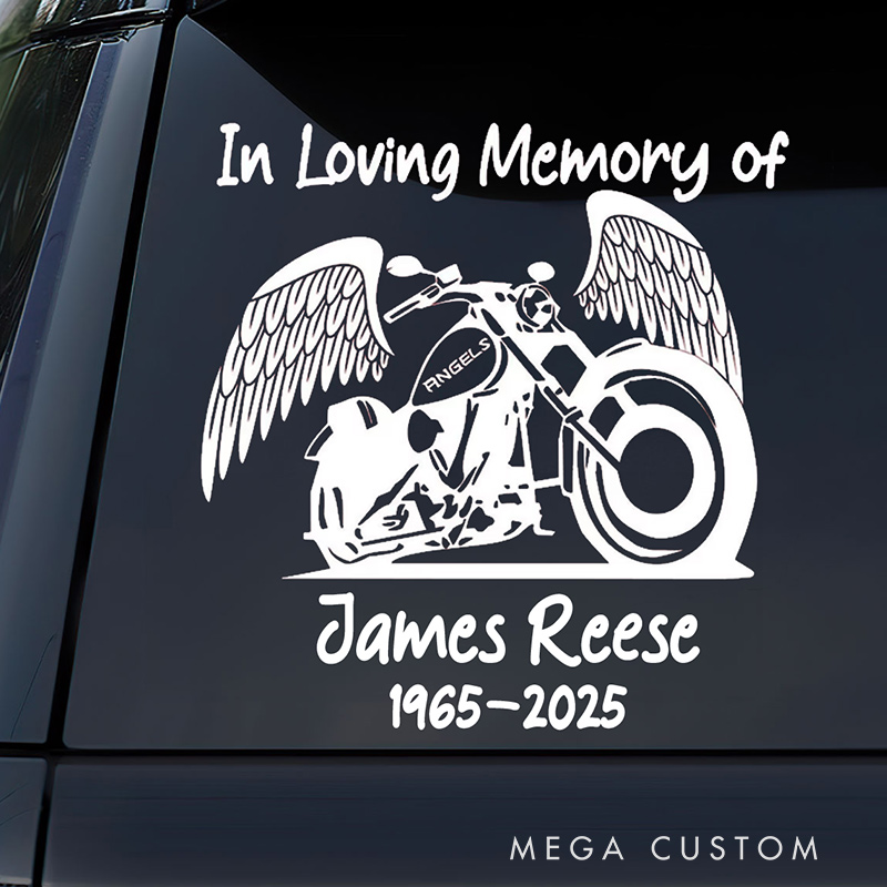 Personalized Memorial Decal Sticker for Car Window In Loving Memory Decal Motorcycle Memorial Decal Sympathy Gift