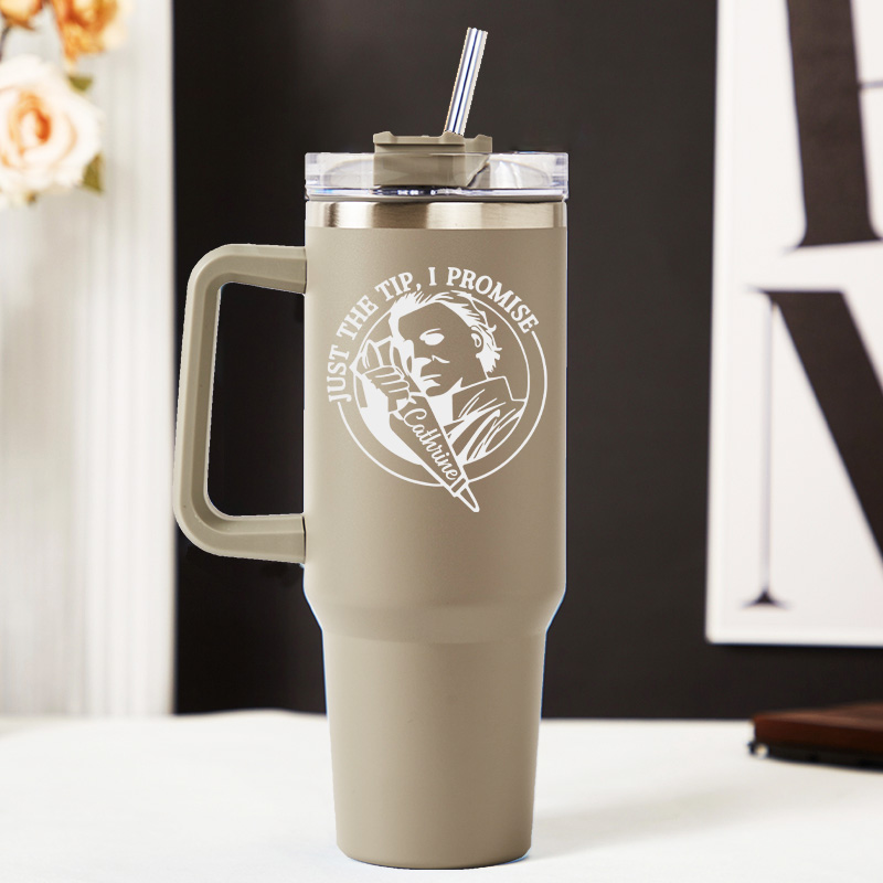 Personalized Just the Tip, I Promise Tumbler Baking Lover Tumbler with Name 40oz Stainless Steel Tumbler for Baker Her