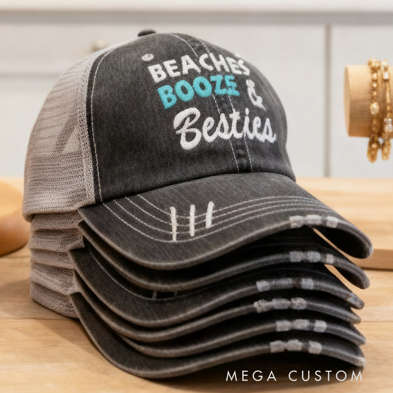 Personalized Embroidered Beaches Booze and Besties Party Baseball Hats Girls Trip Bachelorette