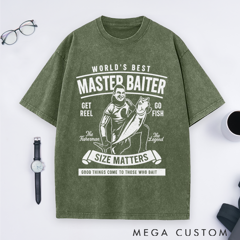 Personalized Funny Fishing T-Shirt World's Best Master Baiter T-Shirt Fishing T-Shirt Perfect Gift for Fishermen Comfortable Outdoor Fishing Apparel