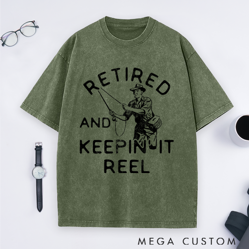 Personalized Retired and Keepin' It Reel T-Shirt Funny Fishing T-Shirt for Retirees Comfortable Outdoor Fishing Apparel Perfect Gift for Fishermen