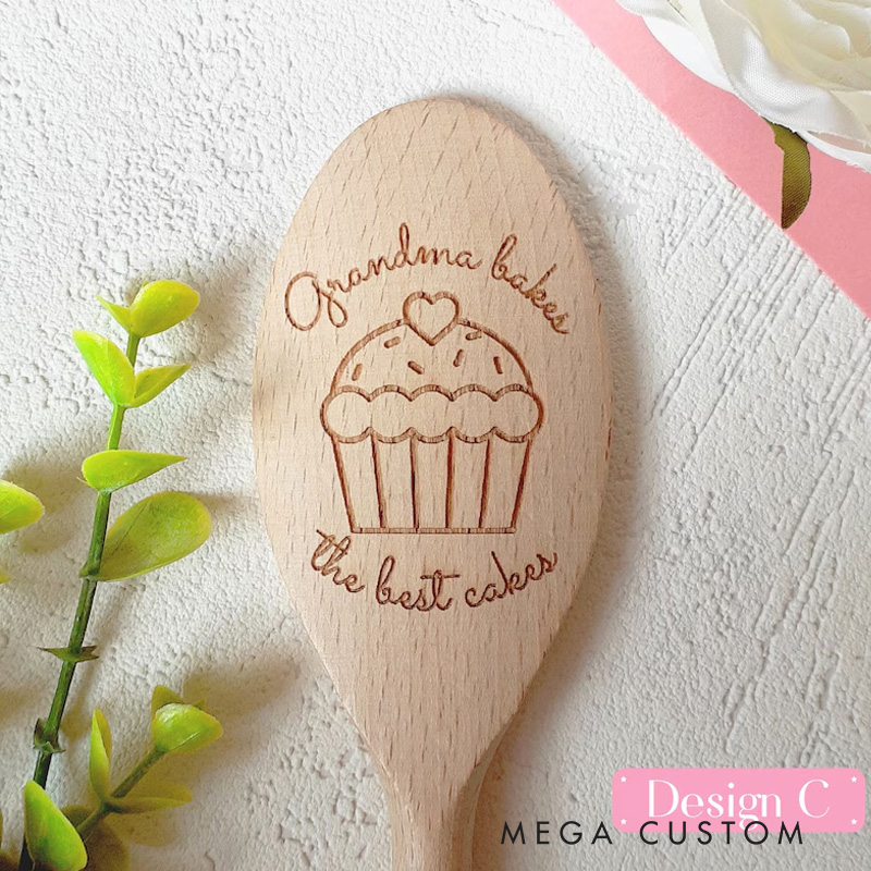 Personalized the Best Cakes Spoon with Name Wooden Baking Spoon for Baking Lover Baker Mom Grandma Baking Lover Gift