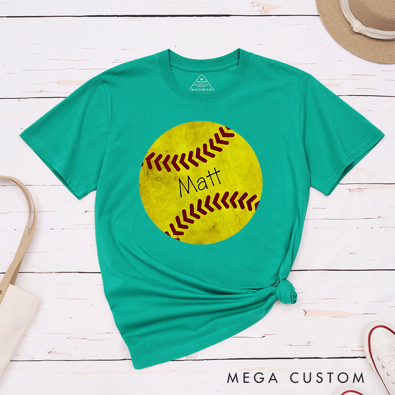 Personalized Softball T-Shirt Design Featuring Custom Name Inside a Bold Softball Graphic