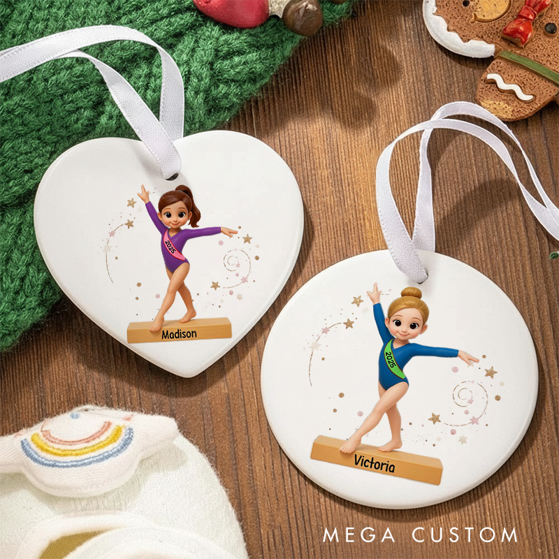 Personalized 3D Effect Gymnastic Girl Christmas Ceramic Ornament Dance Lovers Christmas Gift Dancer Xmas Gift Christmas Decor
